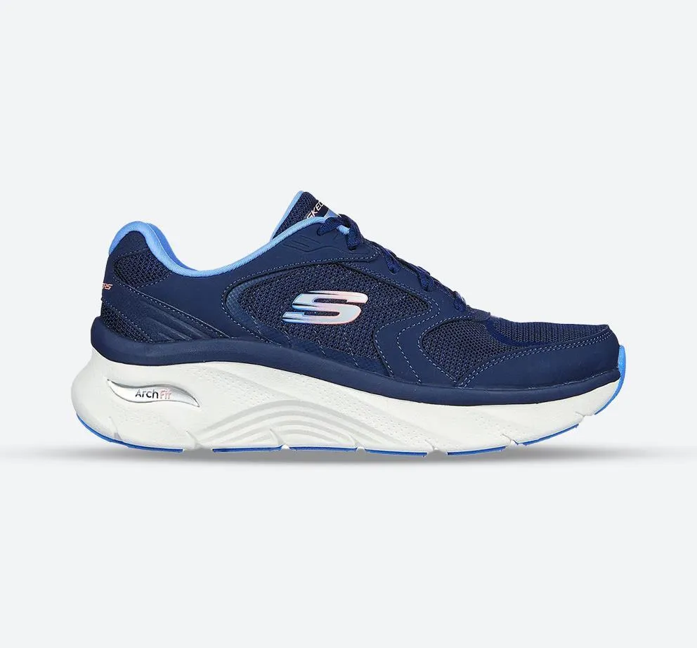 Women's Wide Fit Skechers 149686 Arch Fit D'Lux Sneakers - Navy/Blue