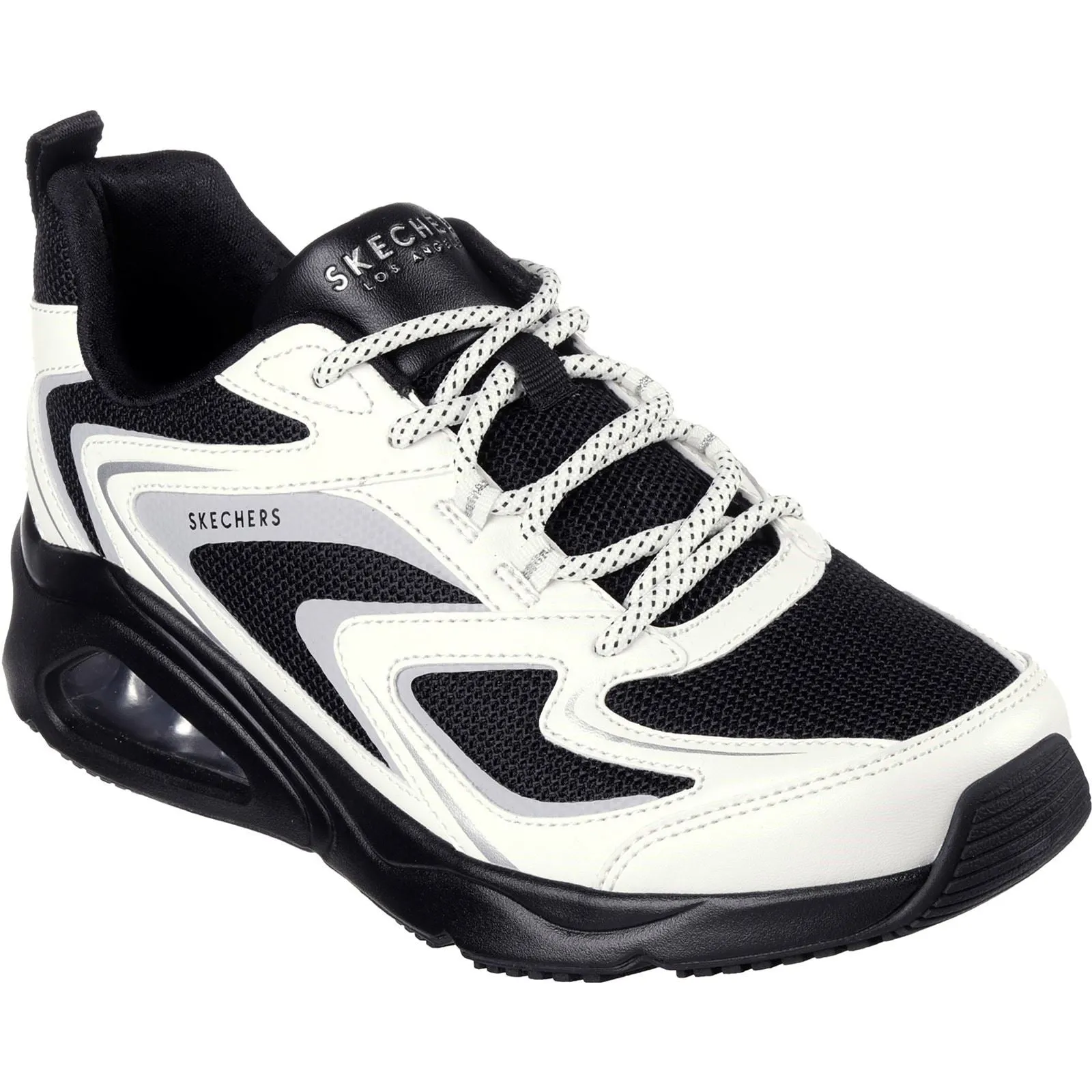 Women's Wide Fit Skechers 177424 Tres Air Uno Street Fl Air Sneakers -  Black/White