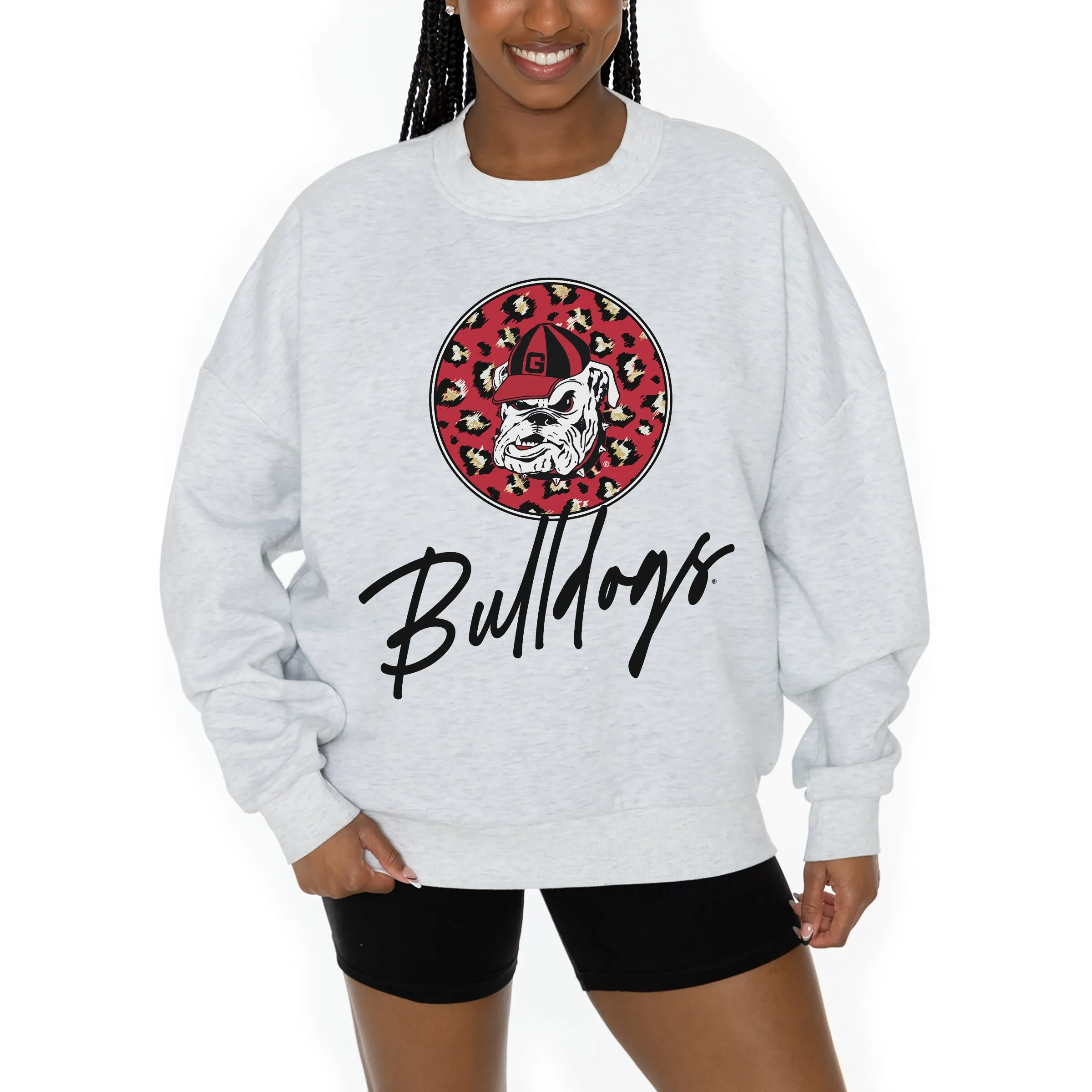 Women's Gameday Couture Ash Georgia Bulldogs Premium Fleece Pullover Sweatshirt