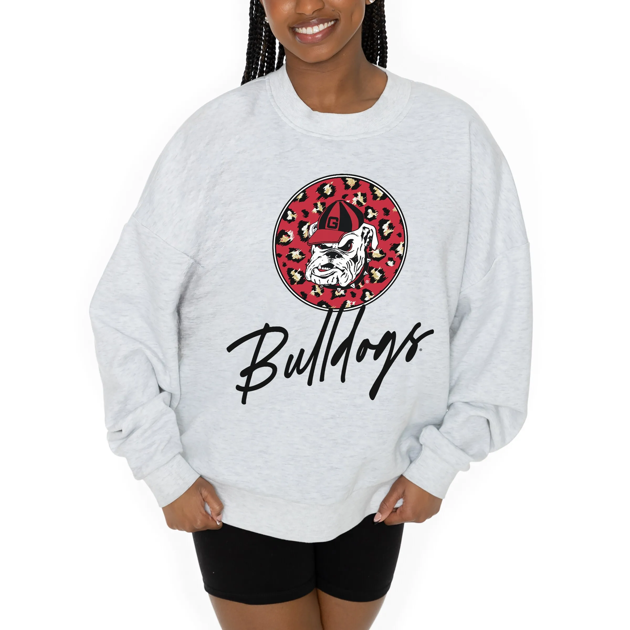 Women's Gameday Couture Ash Georgia Bulldogs Premium Fleece Pullover Sweatshirt