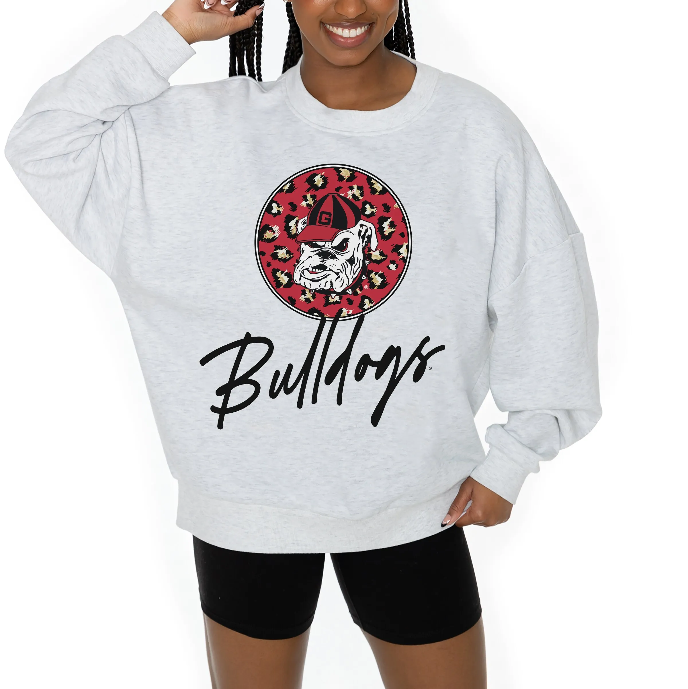 Women's Gameday Couture Ash Georgia Bulldogs Premium Fleece Pullover Sweatshirt