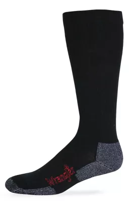 Wrangler Merino Wool Tall Boot Socks Made in USA, 1 Pair, 72379 BLACK