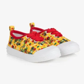 Yellow Bicycle Print Trainers