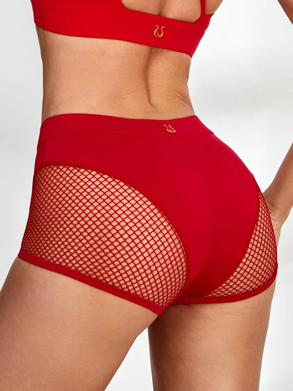 ZASUWA Female Super Deep V Cross Back Fishnet Short Tracksuit